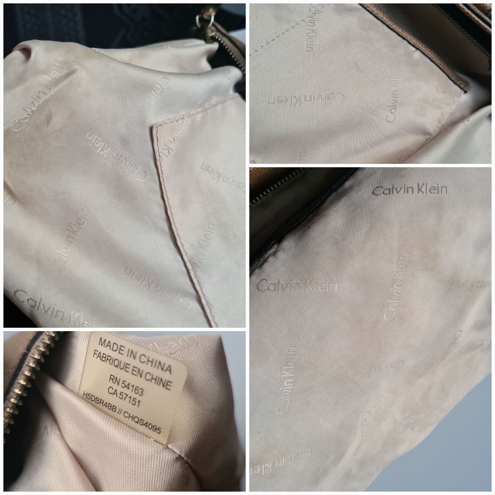 VINTAGE Calvin Klein Tan Two Handle Bag Handbag - Picture 13 of 16